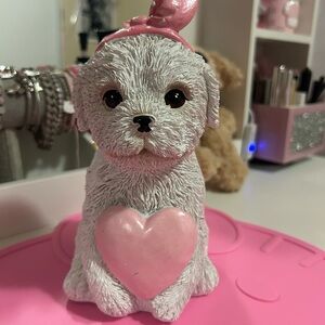 Cute Puppy Figurine with Pink Heart